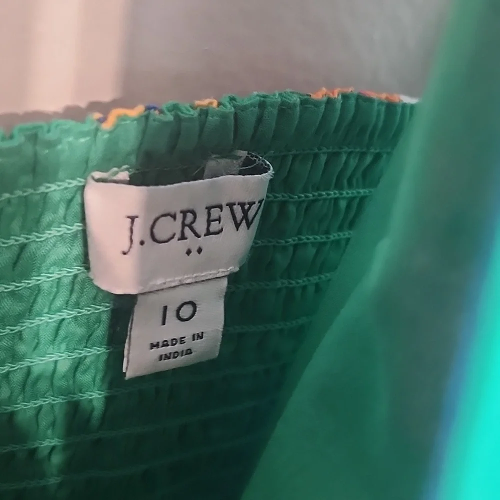 J. Crew Green Smocked Dress